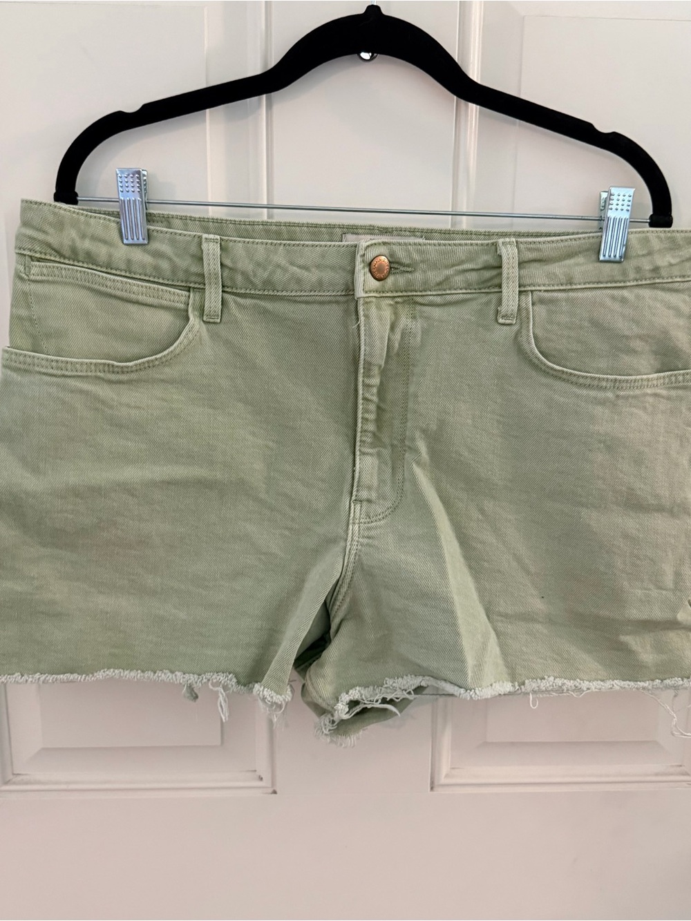 Wrangler Shorts 16 | Green Mid Rise Vintage Cutoff